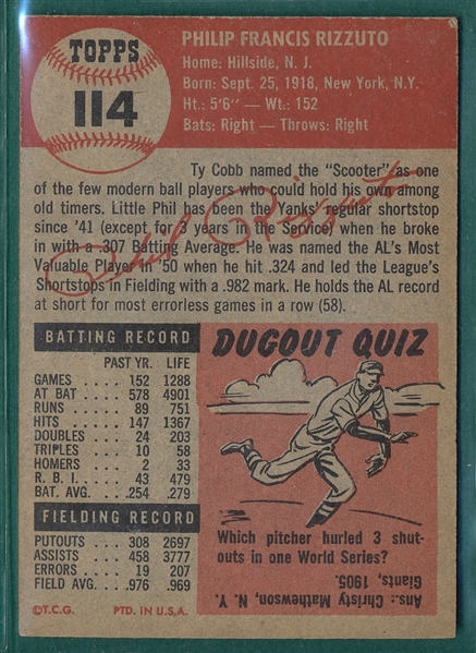 1953 Topps #114 Phil Rizzuto