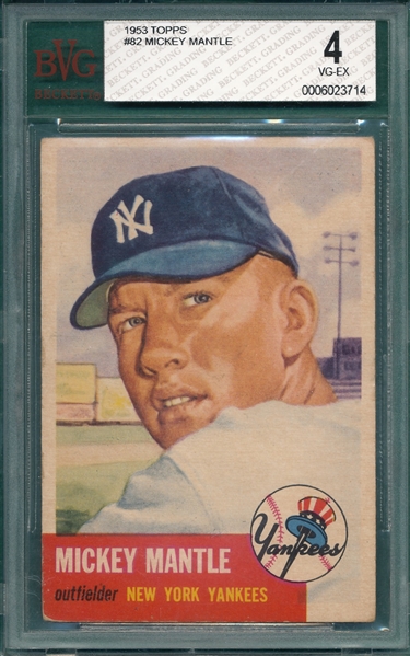 1953 Topps #82 Mickey Mantle BVG 4