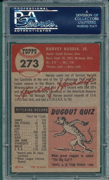 1953 Topps #273 Harvey Haddix PSA 6 *Hi #* *SP*