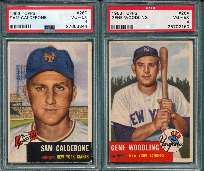 1953 Topps #260 Calderone & #264 Woodling, Lot of (2) PSA 4 *Hi #*