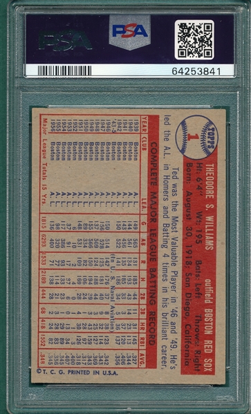 1957 Topps #1 Ted Williams PSA 6 