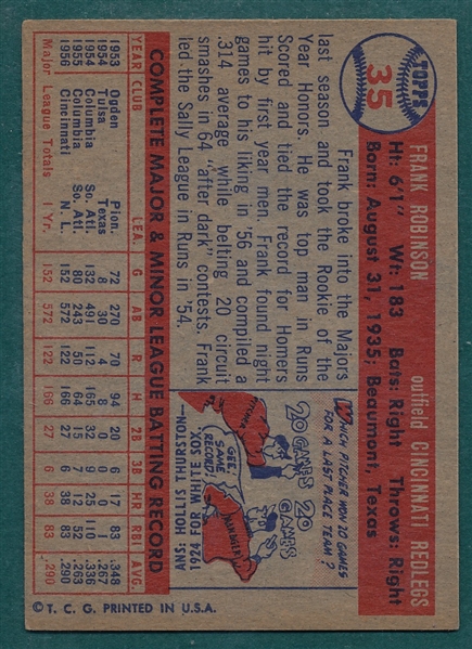 1957 Topps #35 Frank Robinson *Rookie*
