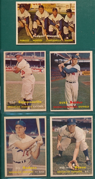 1957 Topps Lot of (5) Brooklyn Dodgers Hall of Famers