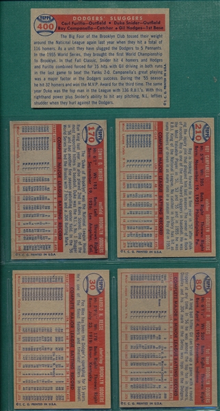 1957 Topps Lot of (5) Brooklyn Dodgers Hall of Famers