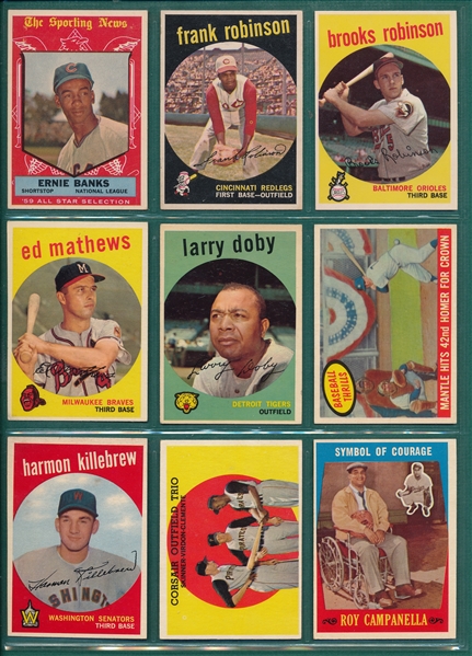 1959 Topps Baseball Complete Set (572) W/ #514 Gibson, Rookie, PSA 6
