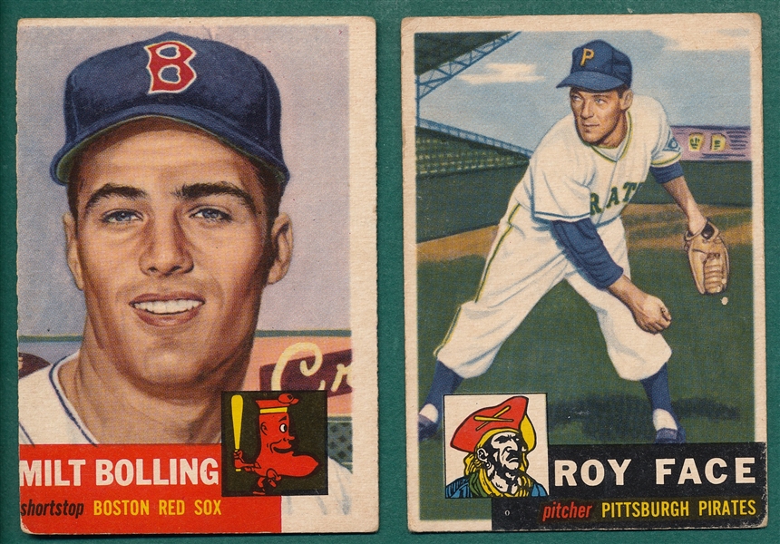 1953 Topps #246 Face & #280 Bolling, Lot of (2)