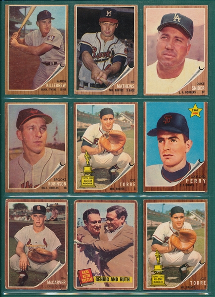 1962 Topps Lot of (45) W/ Musial, Koufax  & Clemente