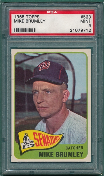 1965 Topps #523 Mike Brumley PSA 9 *Mint*