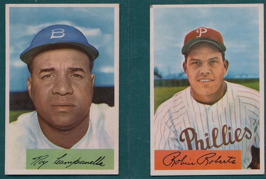 1954 Bowman #95 Roberts & #90 Campanella, Lot of (2)