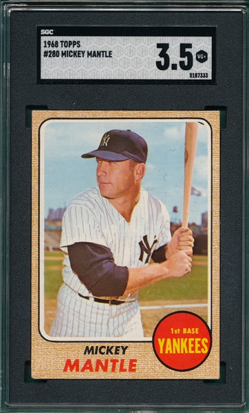 1968 Topps #280 Mickey Mantle SGC 3.5