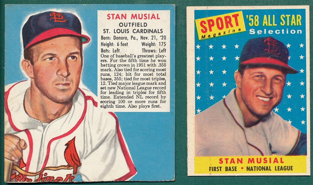 1952 Red Man & 1958 Topps, Lot of (2) Stan Musial