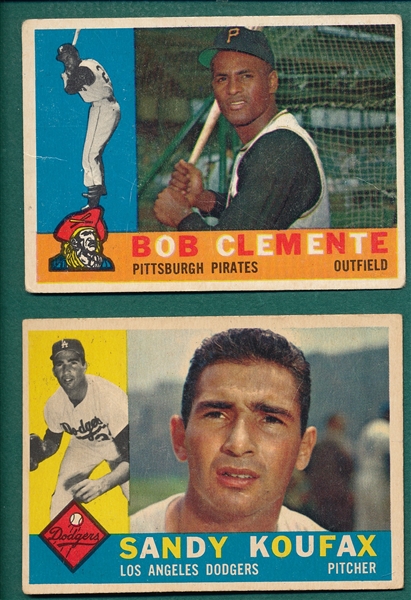 1960 Topps #326 Clemente & #343 Koufax, Lot of (2)