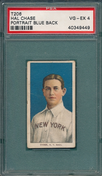 1909-1911 T206 Chase, Blue Portrait, Sweet Caporal Cigarettes PSA 4