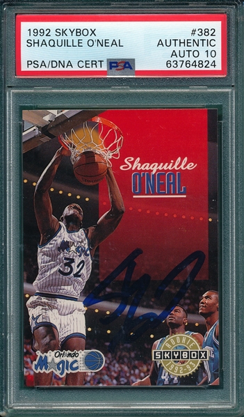 1992 Skybox #382 Shaquille O'Neal PSA/DNA Authentic, Auto 10 *Rookie*