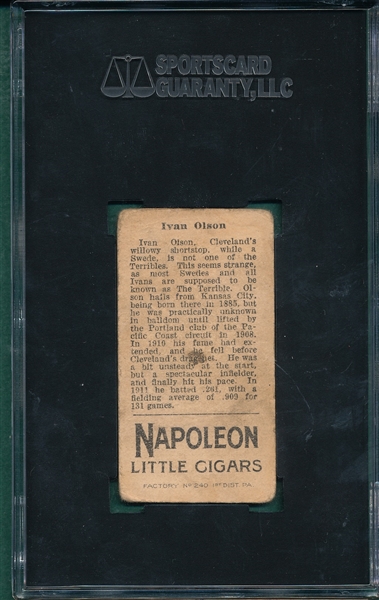 1912 T207 Olson Napoleon Little Cigars SGC 30