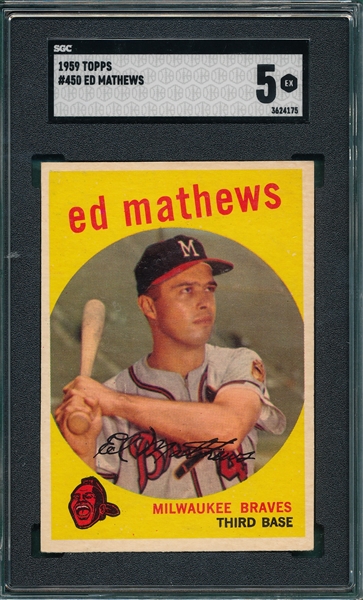 1959 Topps #450 Ed Mathews SGC 5