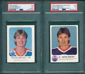 1982/85 Red Rooster #99 Wayne Gretzky, Lot of (2) PSA