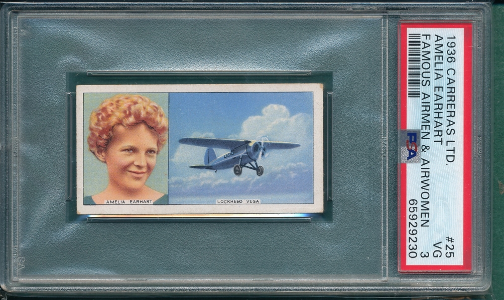 1936 Carreras LTD #25 Amelia Earhart, Famous Airmen & Airwomen, PSA 3