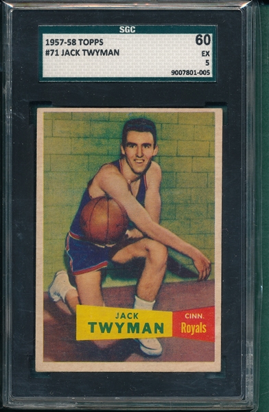 1957 Topps #71 Jack Twyman SGC 60
