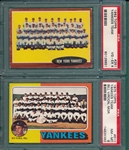 1962/75 Topps Yankees Team Cards, Lot of (2) PSA
