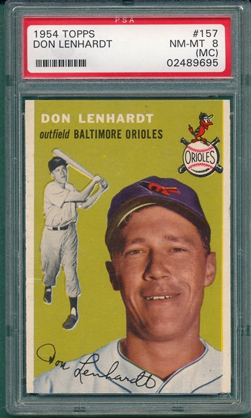 1954 Topps #157 Don Lenhardt PSA 8 (MC)