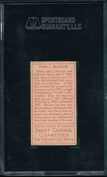 1911 T205 McGraw Sweet Caporal Cigarettes SGC 50