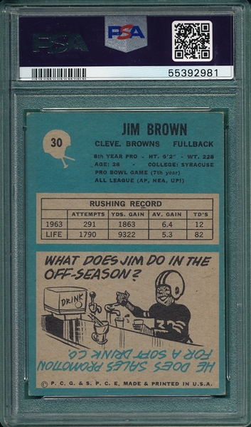 1964 Philadelphia #30 Jim Brown PSA 4.5