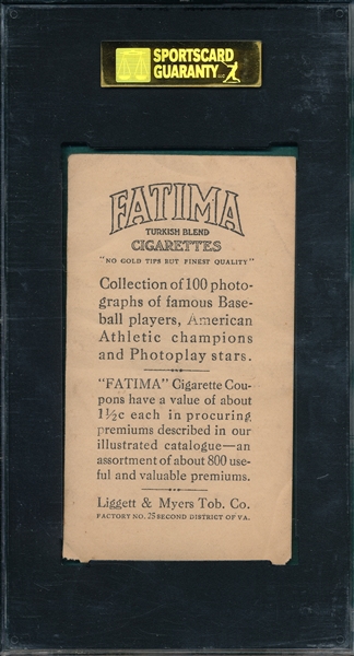 1914 T222 Thomas Leach Fatima Cigarettes SGC 20