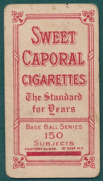 1909-1911 T206 Mathewson, White Cap, Sweet Caporal Cigarettes 