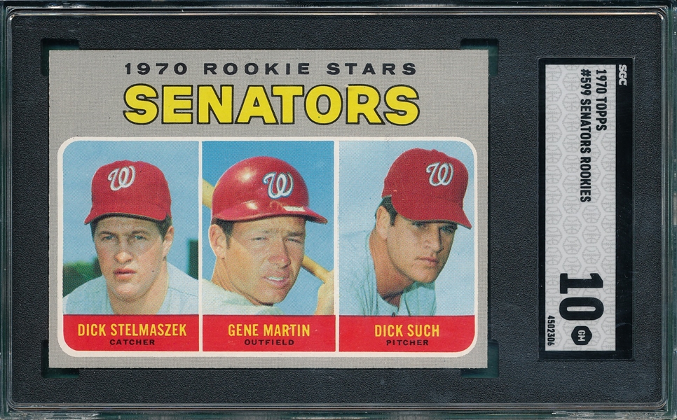1970 Topps #599 Senators Rookies SGC 10 *Gem Mint*