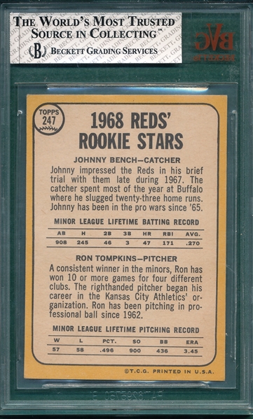 1968 Topps #247 Johnny Bench BVG 5.5 *Rookie*