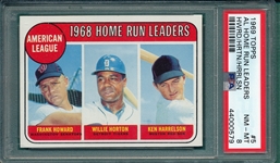 1969 Topps #5 AL Home Run Leaders, PSA 8