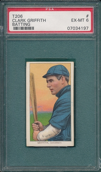 1909-1911 T206 Griffith, Batting, Sweet Caporal Cigarettes PSA 6