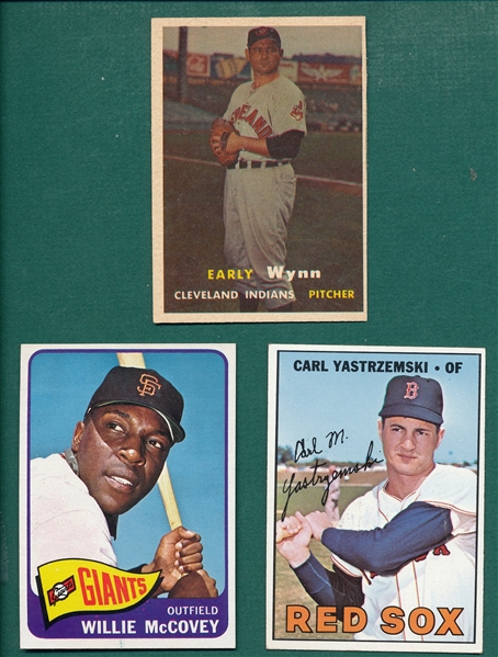 1957-67 Topps Wynn, Willie McCovey & Carl Yastrzemski, Lot of (3)