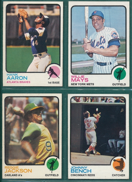 1973 Topps Mays, Bench, Jackson & Aaron, Lot of (4)