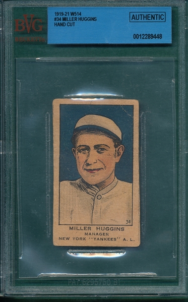 1919-21 W514 #34 Miller Huggins BVG Authentic