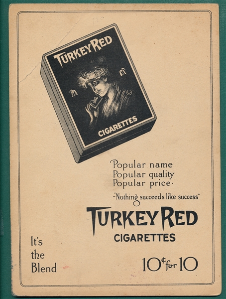 1910-11 T3 #120 Street Turkey Red Cigarettes *Ad Back*