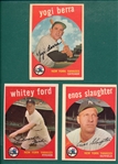 1959 Topps Lot of (3) Yankees W/ Berra