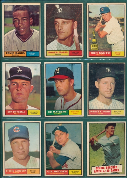 1961 Topps Lot of (10) W/ Santo, Rookie