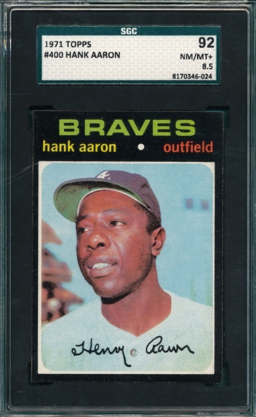 1971 Topps #400 Hank Aaron SGC 92