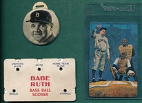 1935-70s Babe Ruth Quaker Puffed Wheat, Lot of (3)