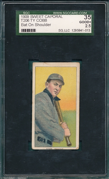 1909-1911 T206 Ty Cobb, Bat On, Sweet Caporal Cigarettes SGC 35