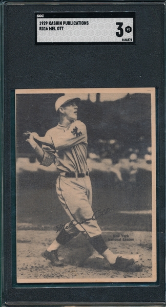 1929 R316 Mel Ott Kashin Publications SGC 3 *Rookie*
