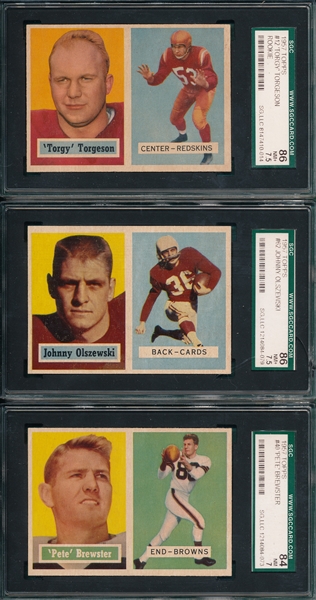 1957 Topps Football Lot of (3) W/ #12 Torgeson SGC 86