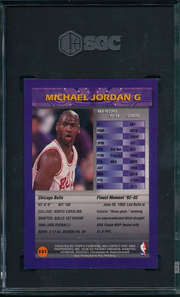 1994-95 Topps Finest #331 Michael Jordan SGC 8