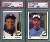 1989 Upper Deck #25 Randy Johnson & #1 Ken Griffey Jr. Lot of (2) PSA 9 *Rookie*