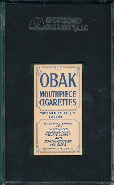 1910 T212-2 Mohler Obak Cigarettes SGC 60