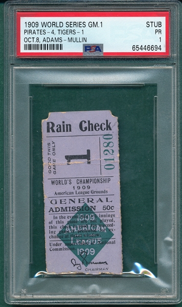 1909 World Series Ticket Stub PSA 1