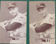 1947-66 Exhibits Mickey Mantle, Batting, Non Pinstripes, Lot of (2) Variations
