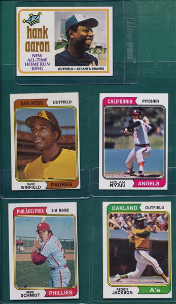 1974 Topps Lot of (32) Hall of Famers W/ Aaron, Ryan & Winfield, Rookie